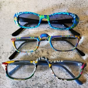 Unique Hand Painted Art Reading Glasses Frames | 3 pairs